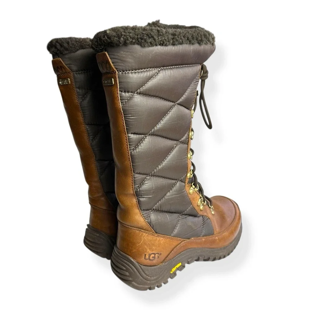 UGG Australia Women's Kintla Boots‎ Leather Quilted Two Tone Brownstone US 7